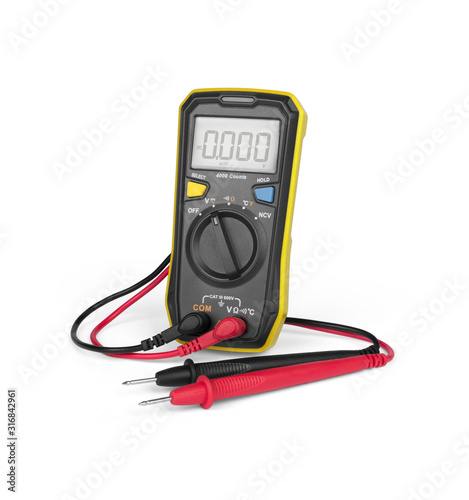 Foto Digital multimeter isolated on white background
