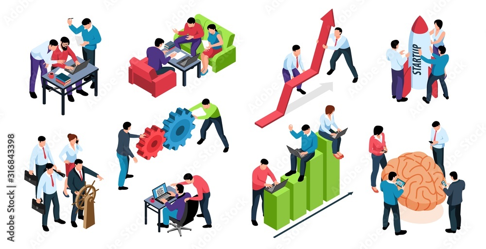Fototapeta premium Teamwork Isometric Set 