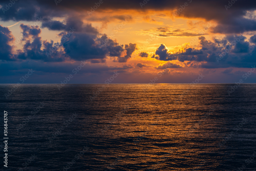 Dramatic sunset over the Black Sea, Batumi