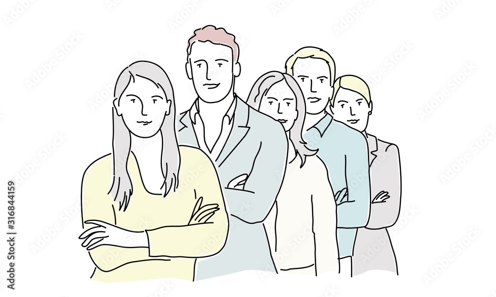 Hand drawn vector illustration. of business people. Hand drawn vector illustration. of business people.