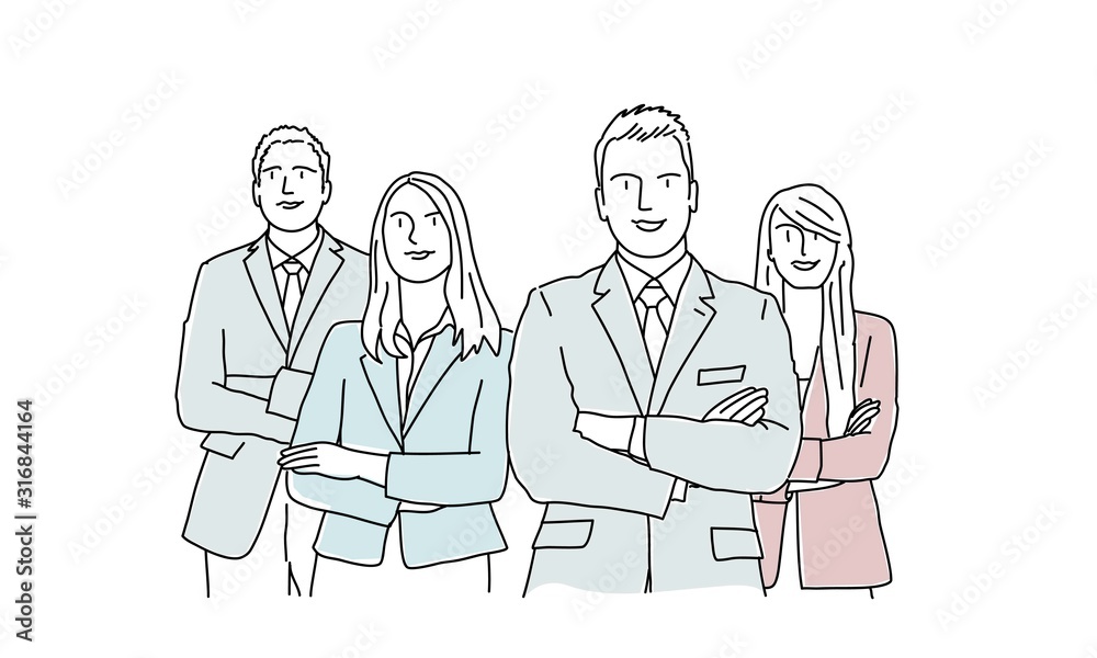 Business team. Hand drawn vector illustration of business people. Business team. Business team. Hand drawn vector illustration of business people. Business team.