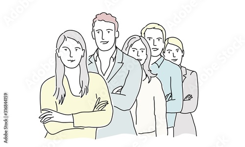 Hand drawn vector illustration. of business people.