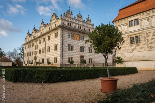 View of Litomysl Castle, one of the largest Renaissance castles in the Czech Republic. UNESCO World Heritage Site. Sunny wethe wit few clouds in the sky. photo