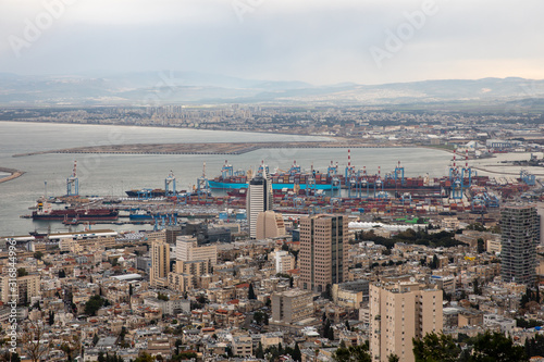 Haifa Port. The downtown area and the port of Haifa, Israel.