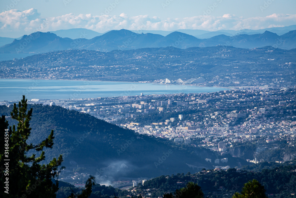 The Bay of Angels on the Cote d'Azur viewed from afar