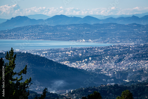 The Bay of Angels on the Cote d'Azur viewed from afar