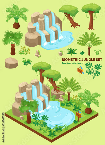 Isometric Jungle Elements Collection