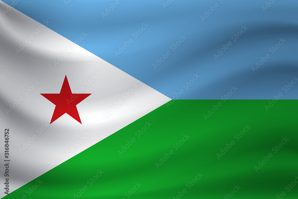 Waving flag of Djibouti. Vector illustration