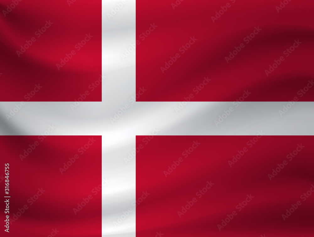 Obraz premium Waving flag of Denmark. Vector illustration