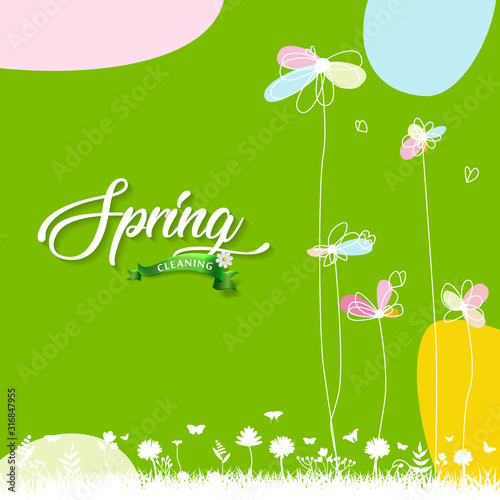 Spring cleaning vector illustration. Spring cleaning background.