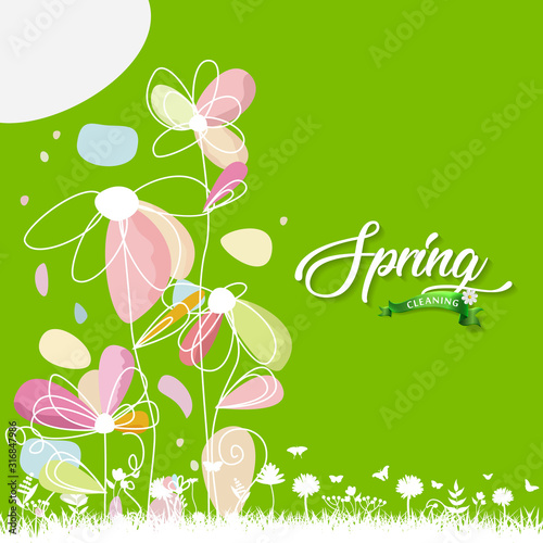 Spring cleaning vector illustration. Spring cleaning background.