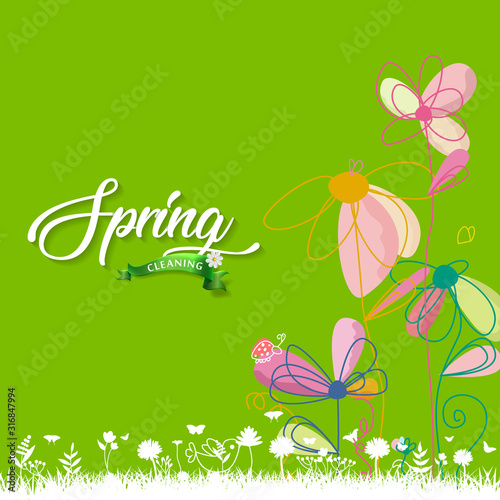 Spring cleaning vector illustration. Spring cleaning background.