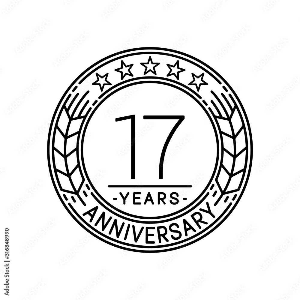 17 years anniversary logo template. 17th line art vector and illustration. 17 years anniversary logo template. 17th line art vector and illustration.