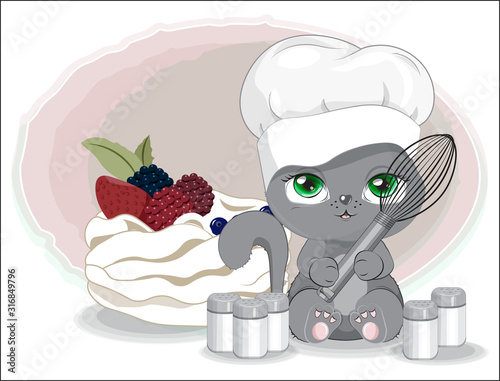 cook cat with cupcake and Shaker