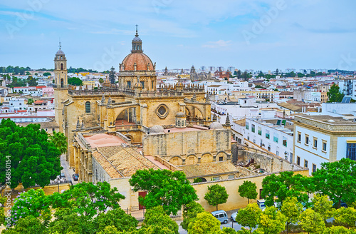 Aerial view of Jerez Cathedral, Spain photo