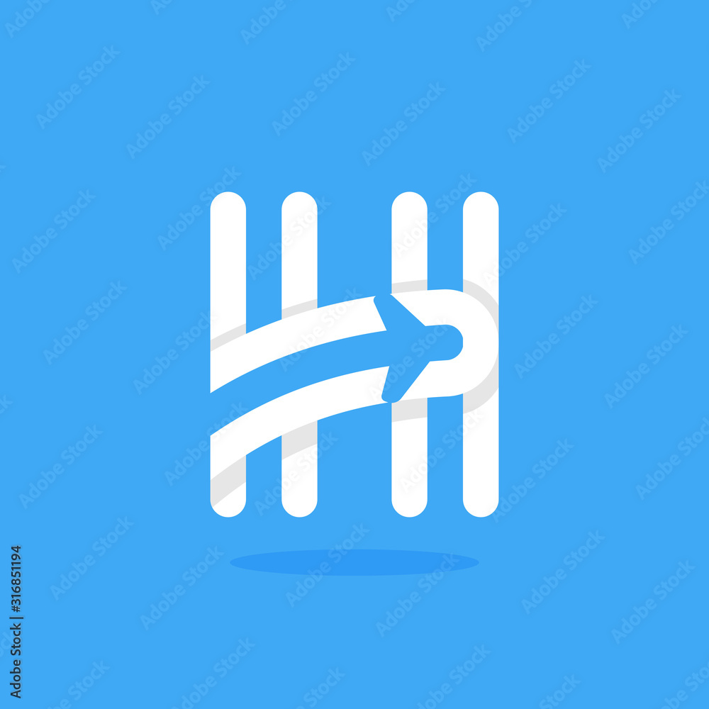 H letter with plane and airline inside. H letter with plane and airline inside.