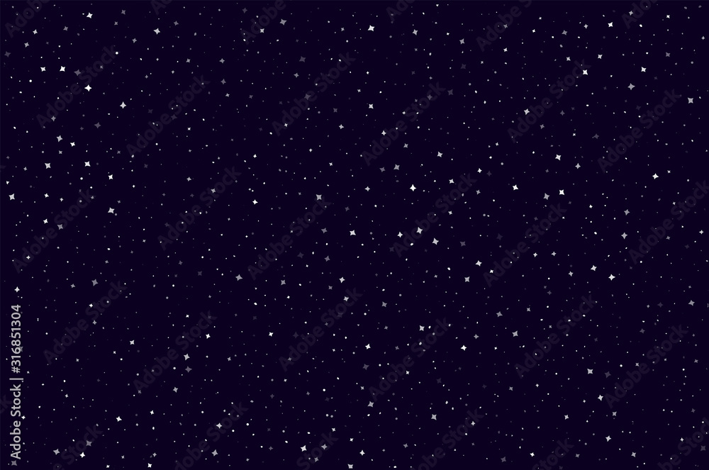 Seamless pattern with space graphic elements on dark background. Decorative starry backdrop