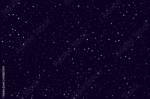 Seamless pattern with space graphic elements on dark background. Decorative starry backdrop © WhataWin