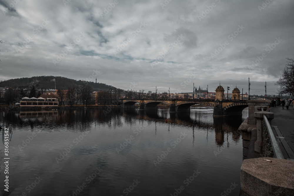 Fototapeta premium Legion Bridge (Most legii) is bridge over river Vltava in Prague. 