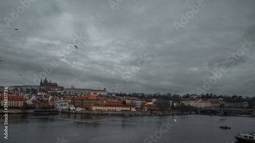 View of Prague Castle during cloudy weather. 