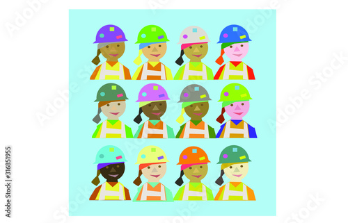 multicultural female construction workers