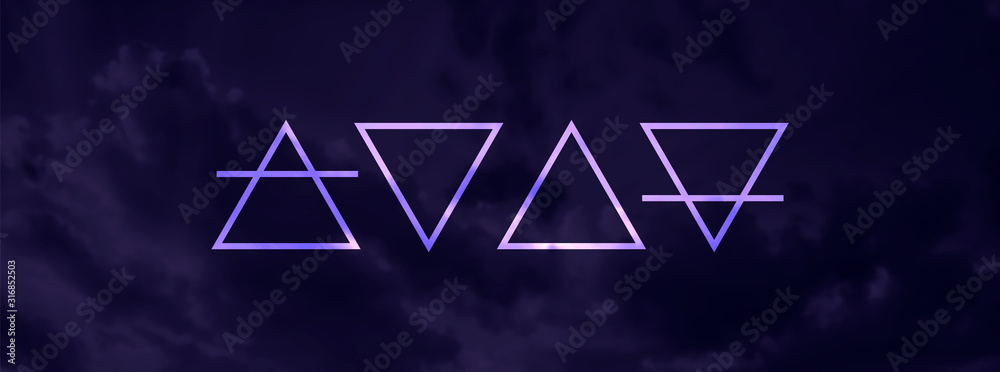 Alchemy symbols isolated on dark background. Magic vector decorative