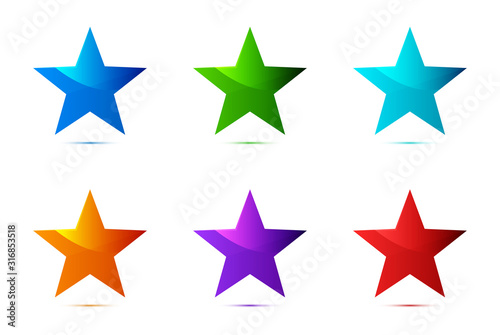 Star icon shiny colorful set