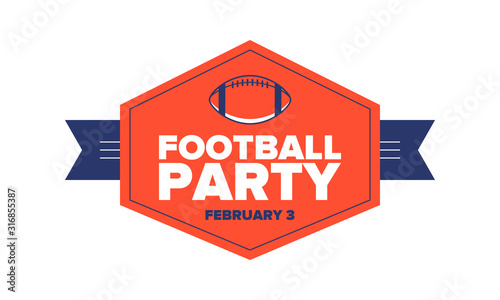 Game Day. American football playoff. Super Bowl Party in United States. Final game of regular season. Professional team championship. Ball for american football. Sport poster. Vector illustration