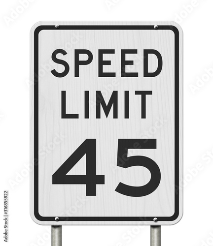 US 45 mph Speed Limit sign