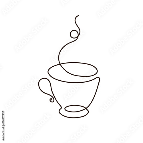 continuous line cup of coffee