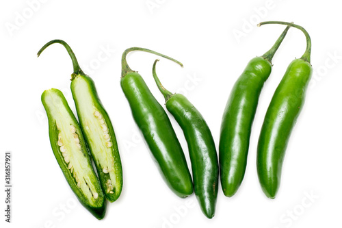 Serrano Chili Peppers Isolated on White photo
