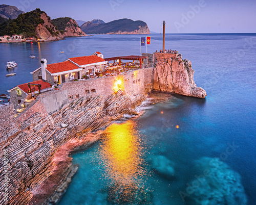 Night view on Petrovac, Mon...