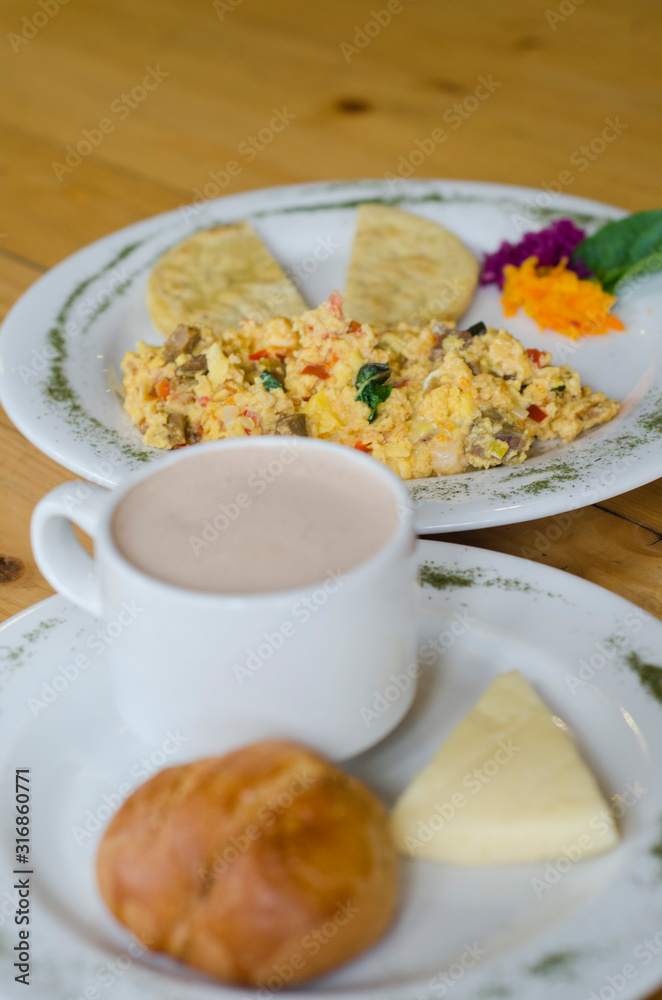  Typical typical breakfast egg and arepa