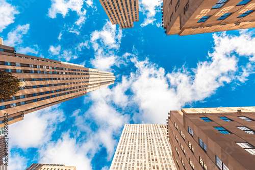 Принти на полотні New York, USA ; January 5, 2020: View from below of the Rockefeller Center in M