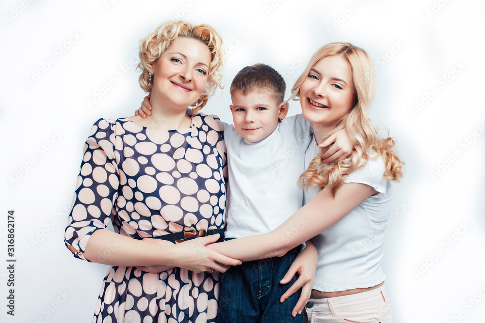 happy smiling blond family together posing cheerful on white background, generation concept. lifestyle people happy smiling blond family together posing cheerful on white background, generation concept. lifestyle people