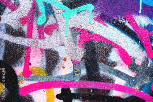 Obraz na plátně Closeup of colorful urban wall texture