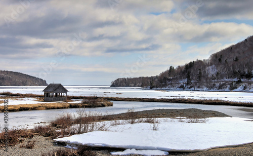 Abandoned cabin in winter, Cabot Trail in Cape Breton, Nova Scotia photo