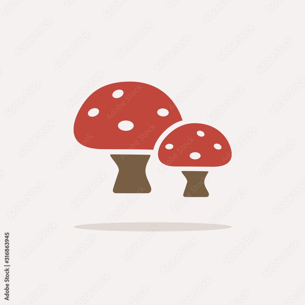 Mushrooms. Icon with shadow on a beige background. Autumn vector illustration Mushrooms. Icon with shadow on a beige background. Autumn vector illustration