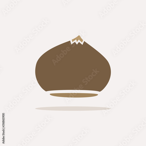 Chestnut. Icon with shadow on a beige background. Autumn vector illustration