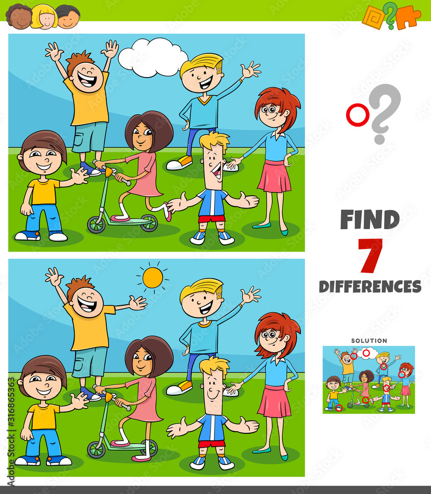 differences game with kids and teens group