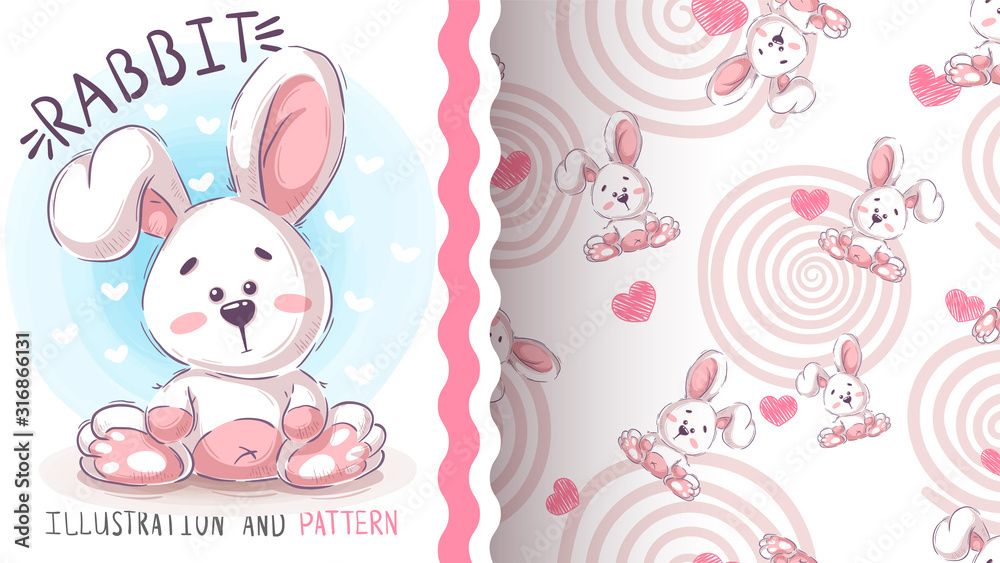 Cute easter rabbit - seamless pattern