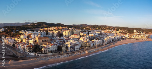Photography Aerial panoramic view of Sant Pol de Mar village in el Maresme coast, Catalonia
