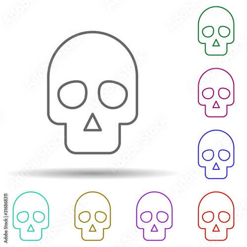 Skull, nasty in multi color style icon. Simple thin line, outline vector of nasty icons for ui and ux, website or mobile application