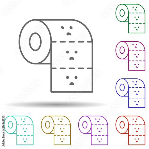 Toilet paper, nasty in multi color style icon. Simple thin line, outline vector of nasty icons for ui and ux, website or mobile application