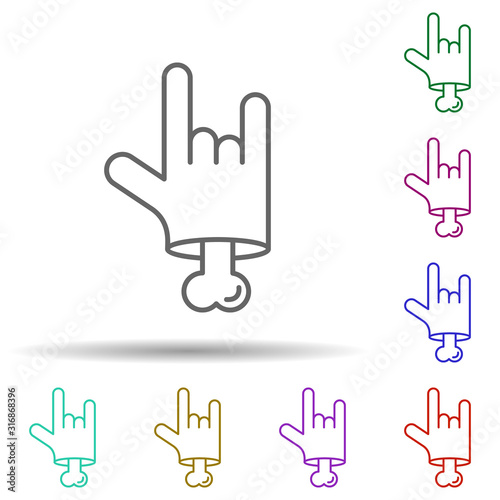 Bone hand, nasty in multi color style icon. Simple thin line, outline vector of nasty icons for ui and ux, website or mobile application