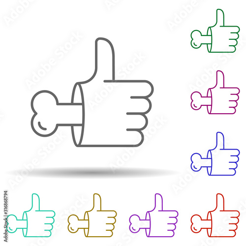 Like, nasty, hand in multi color style icon. Simple thin line, outline vector of nasty icons for ui and ux, website or mobile application