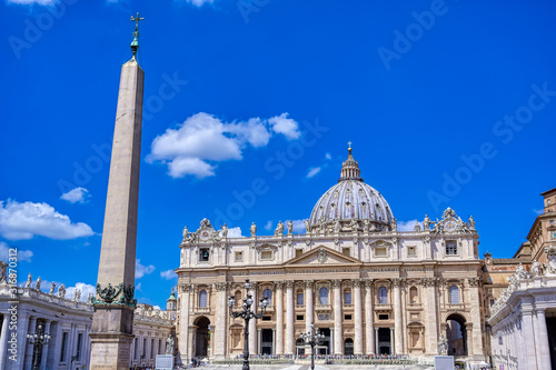 Vatican City - May 31, 2019 - St. Peter's Basilica and St. Peter's Square located in Vatican City near Rome, Italy.