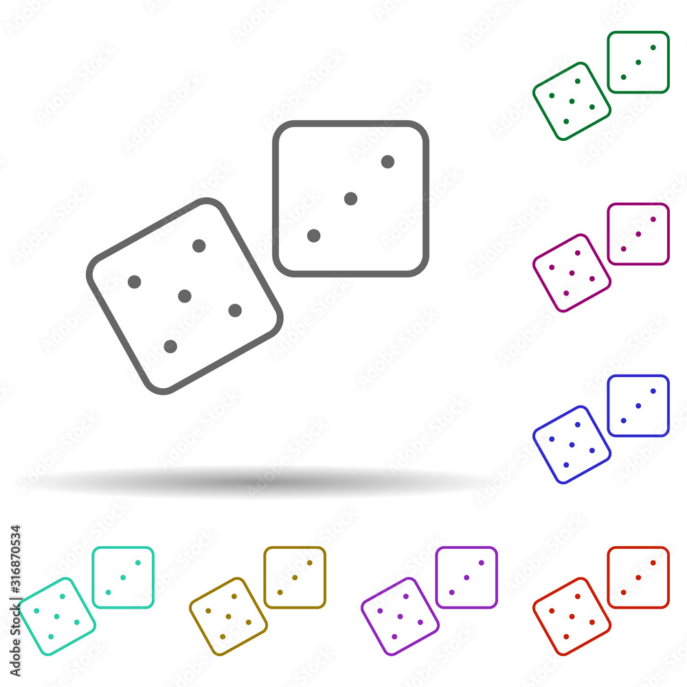 Dice, game, pirate in multi color style icon. Simple thin line, outline vector of pirate icons for ui and ux, website or mobile application Dice, game, pirate in multi color style icon. Simple thin line, outline vector of pirate icons for ui and ux, website or mobile application