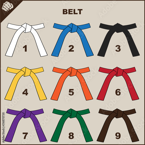 Colored belts for martial arts kimono set, dogi karate,bjj, judo, taekwondo, hapkido, karate.