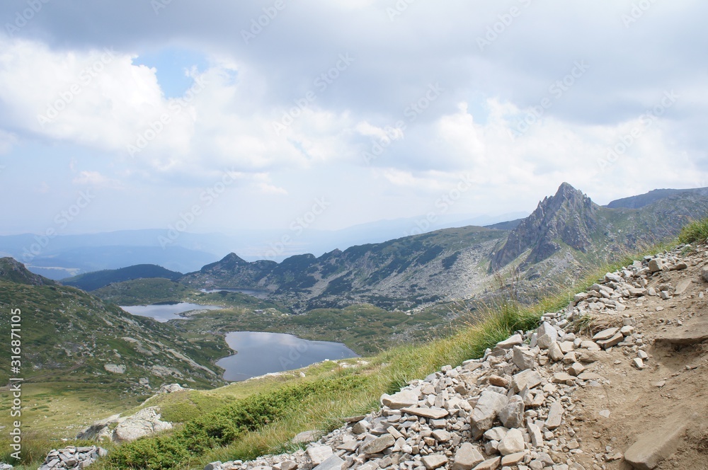 mountain landscape with lake Rila Lakes Bulgaria